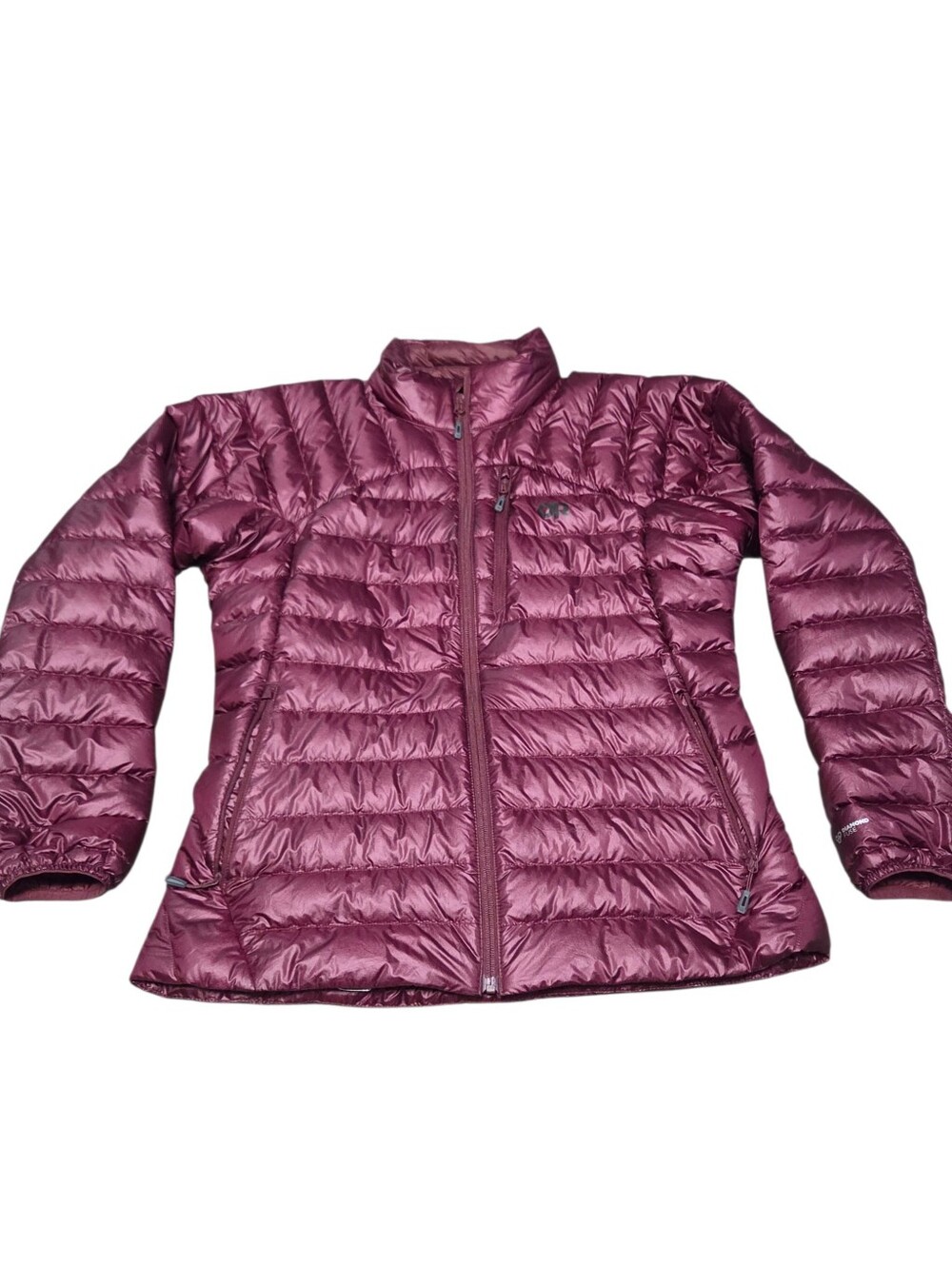 Outdoor Research Helium down jacket L kalamata dark burgundy maroon puffer